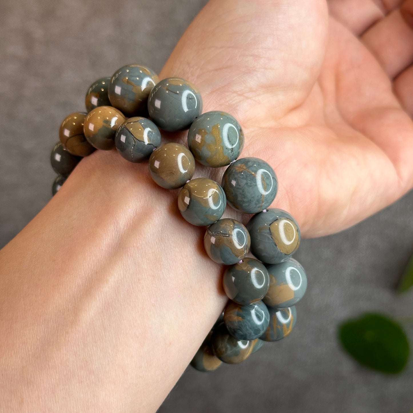 Natural Blue Alashan Agate Bracelet Size 12 mm