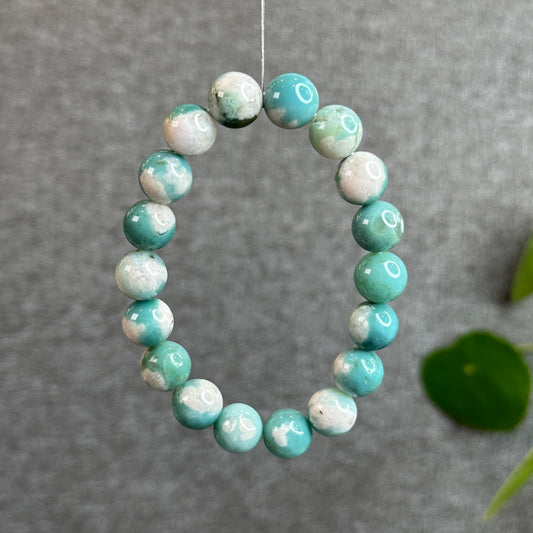 Natural Green Floral Agate Bracelet Size 11.5 mm
