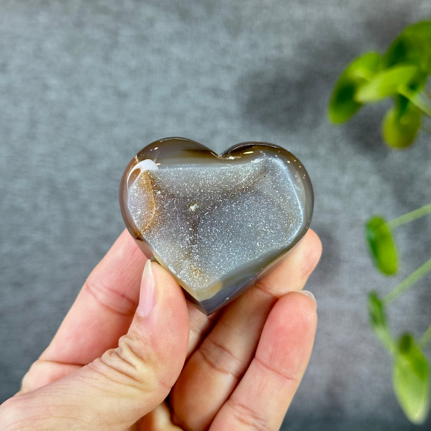Natural Druzy Agate Heart