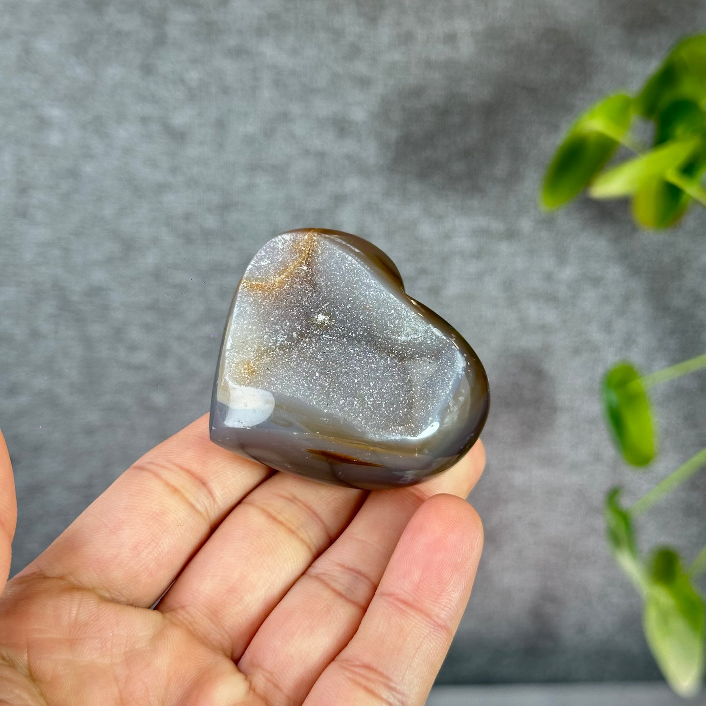 Natural Druzy Agate Heart