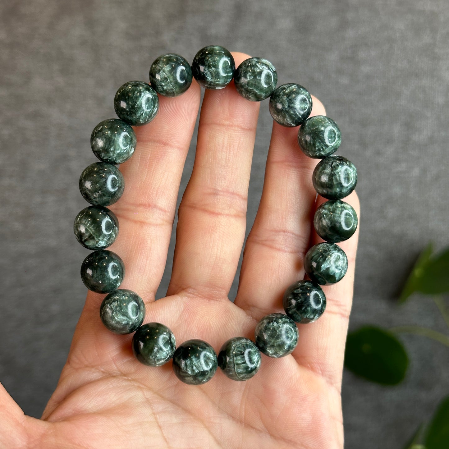 Natural Seraphinite Bracelet Size 12-12.5 mm