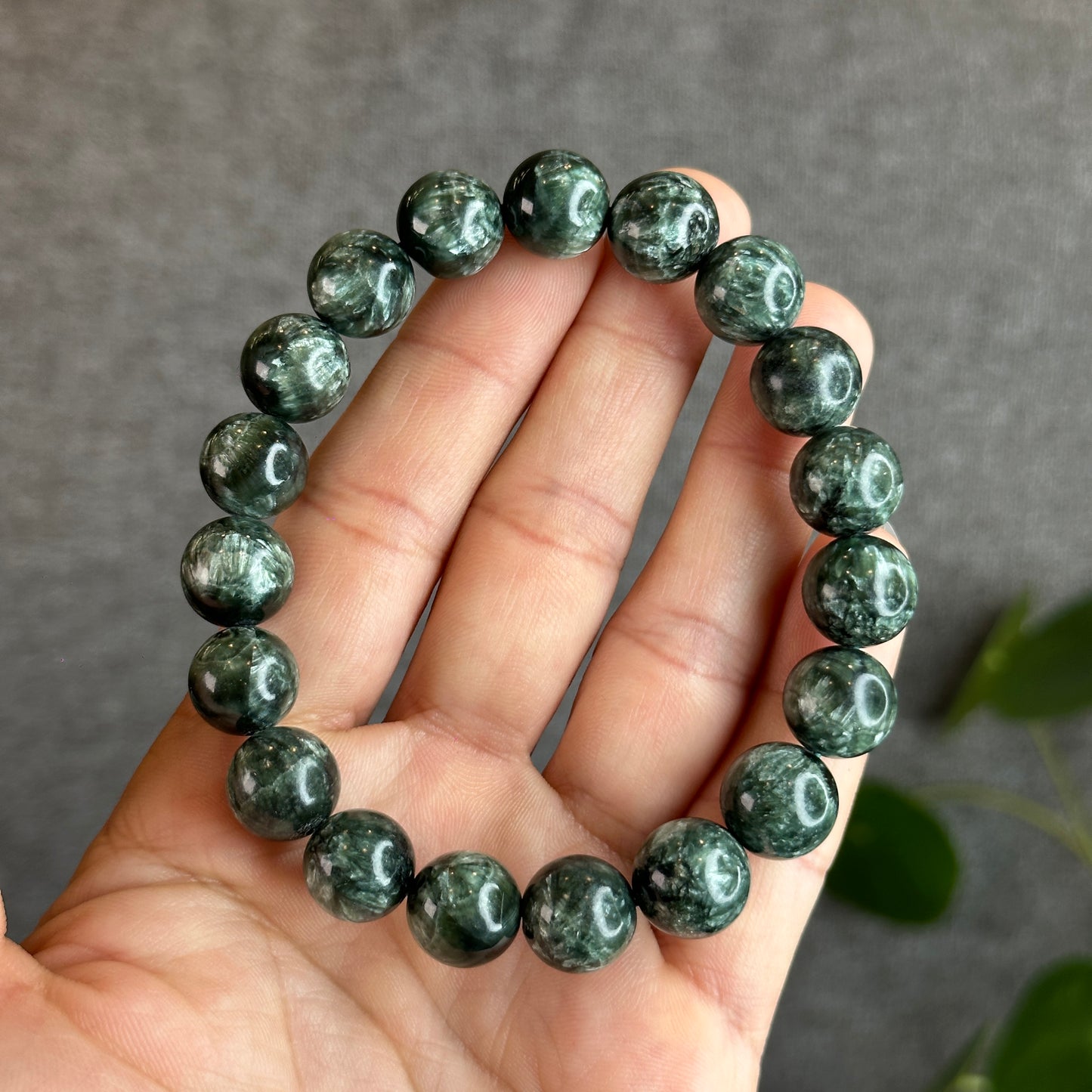Natural Seraphinite Bracelet Size 12-12.5 mm