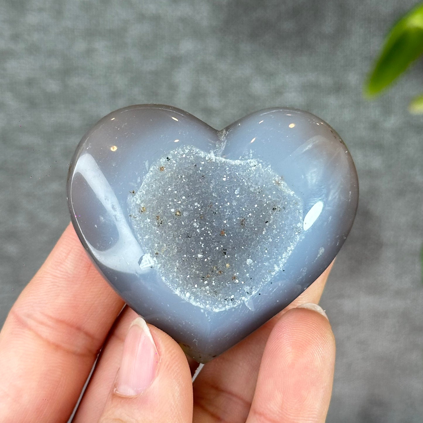 Natural Druzy Agate Heart