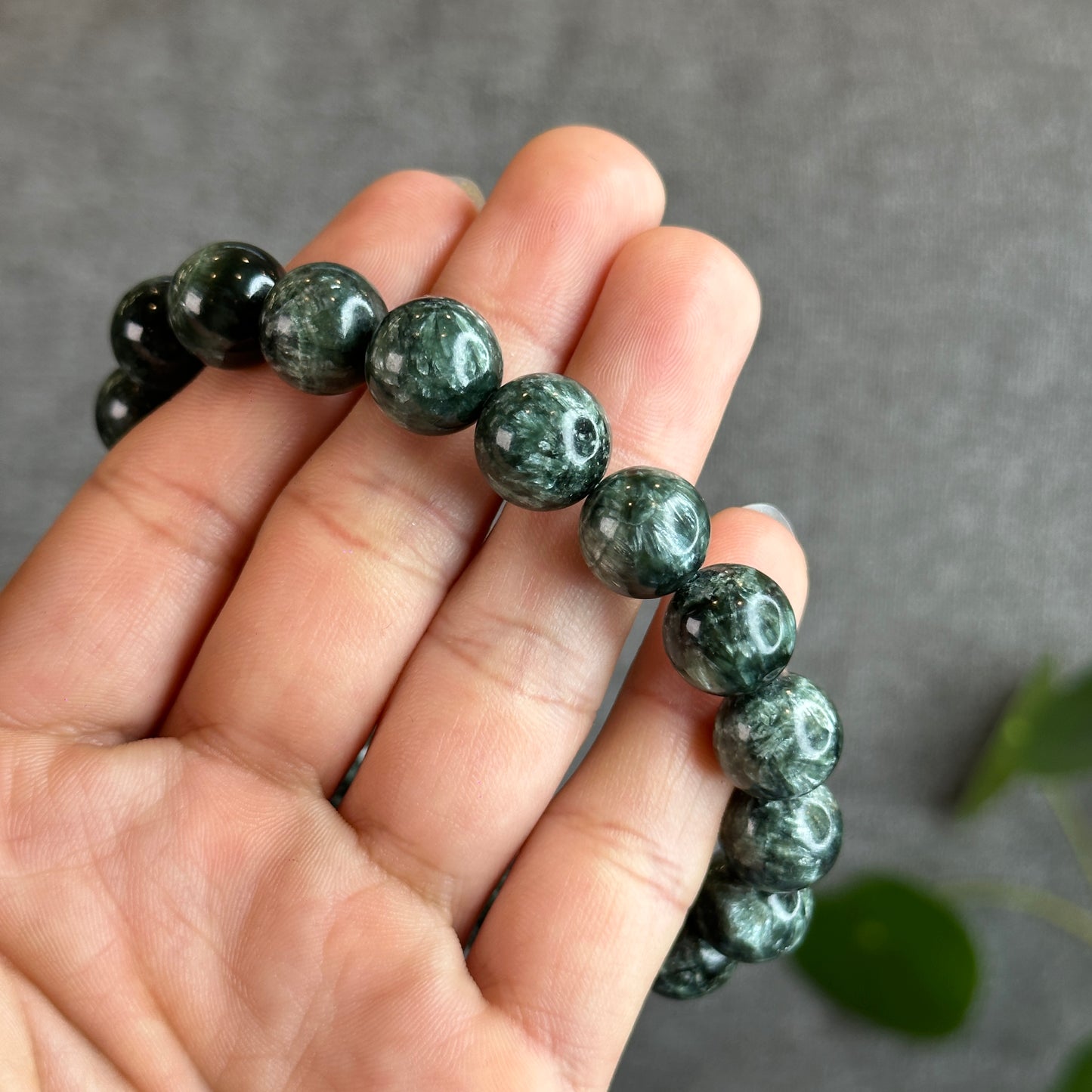 Natural Seraphinite Bracelet Size 12-12.5 mm