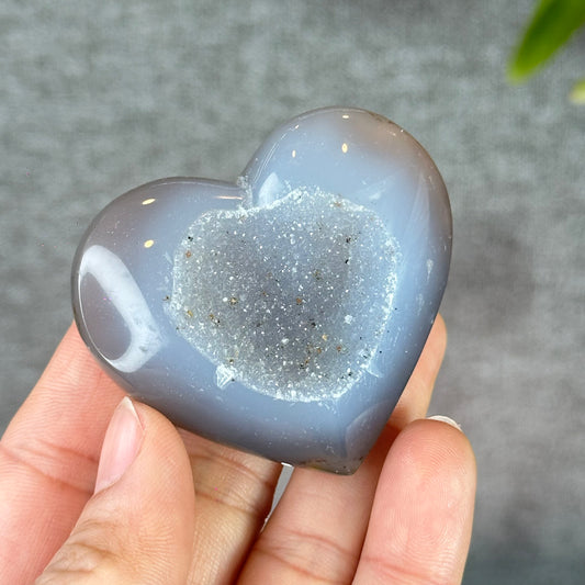 Natural Druzy Agate Heart