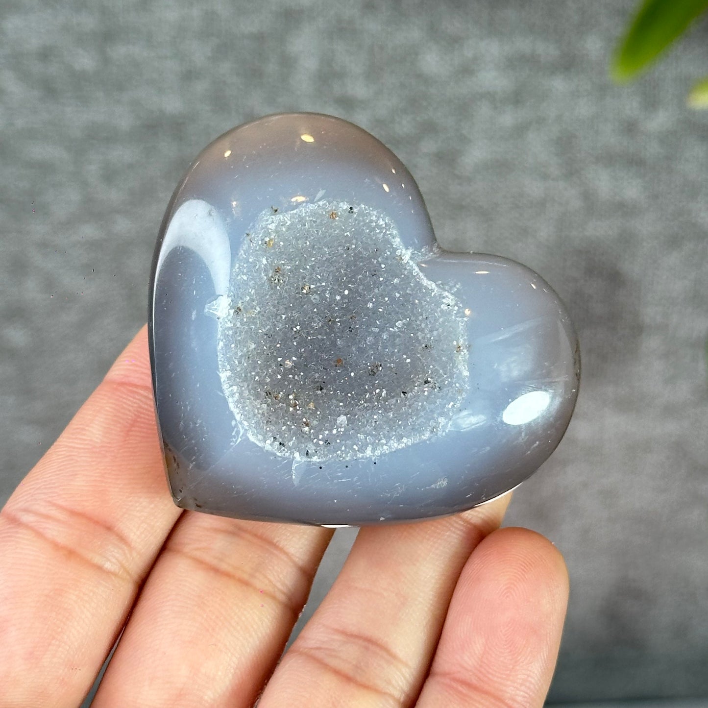 Natural Druzy Agate Heart