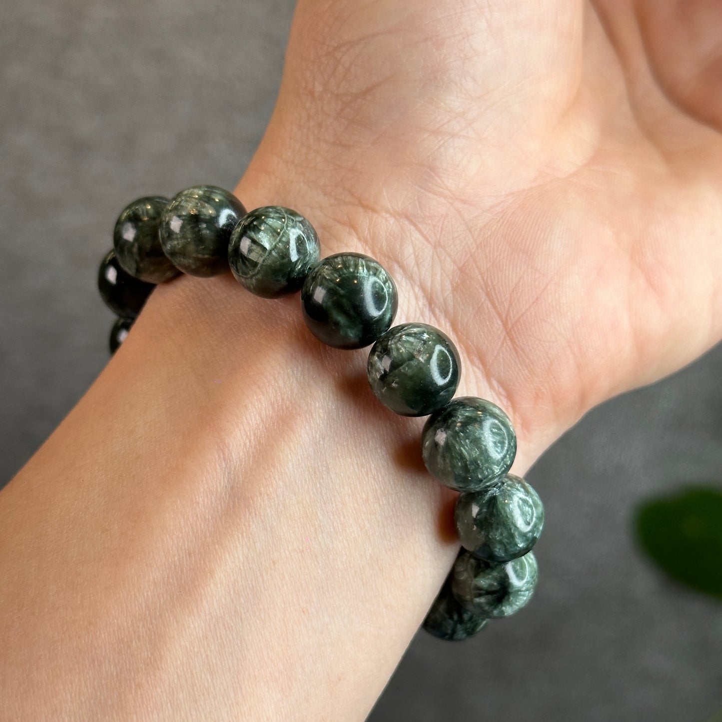 Natural Seraphinite Bracelet Size 12-12.5 mm