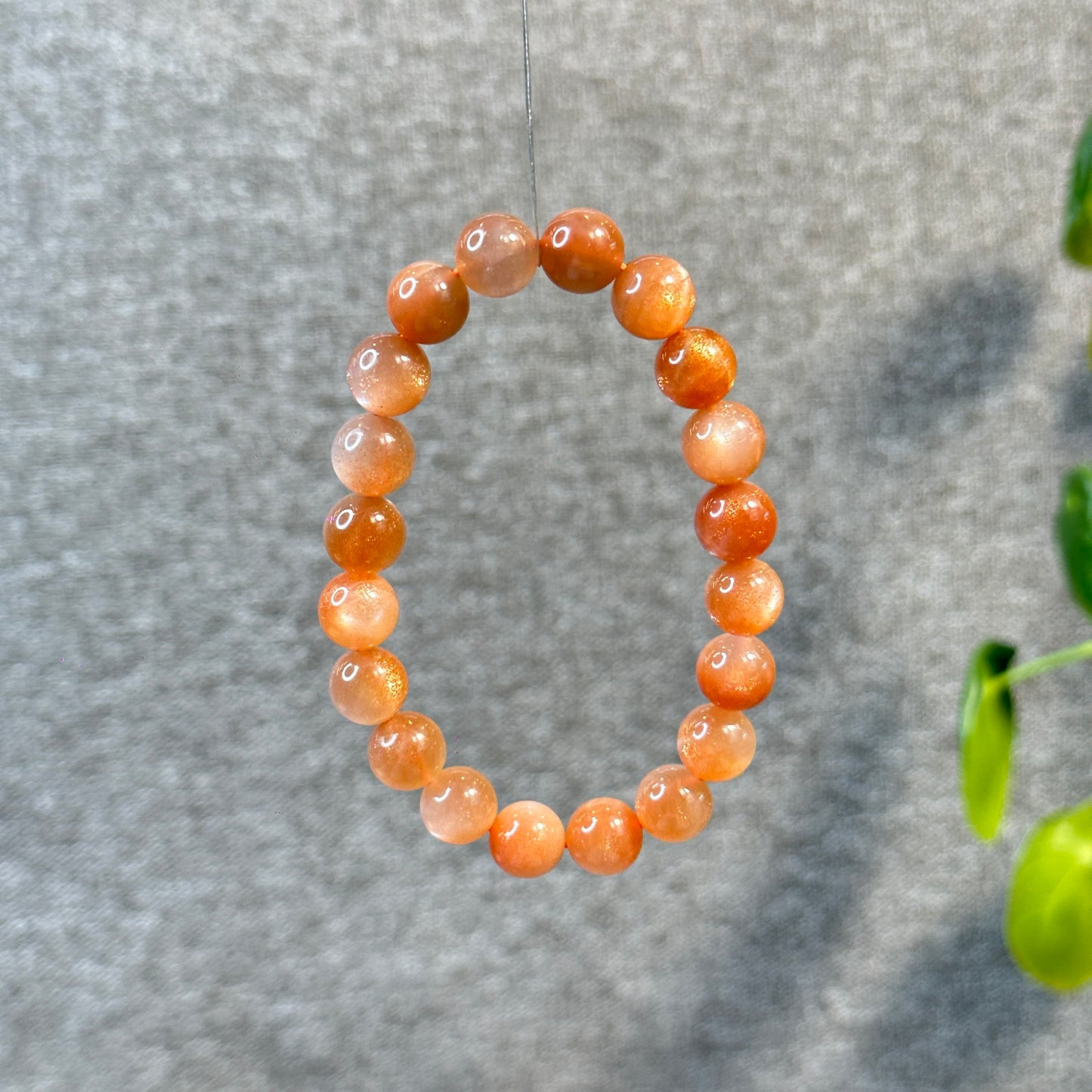 Natural Peach Sunstone Moonstone Bracelet Size 10.3 mm