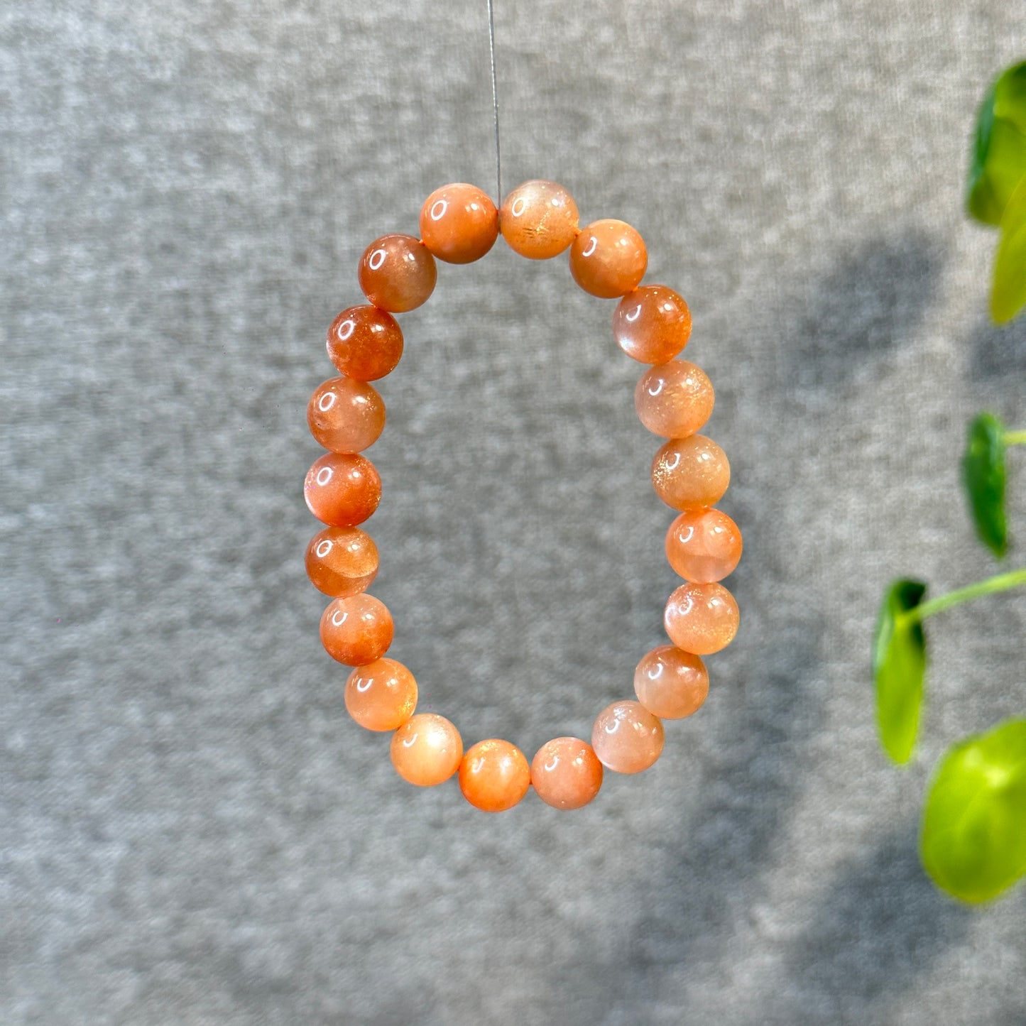 Natural Peach Sunstone Moonstone Bracelet Size 10.3 mm