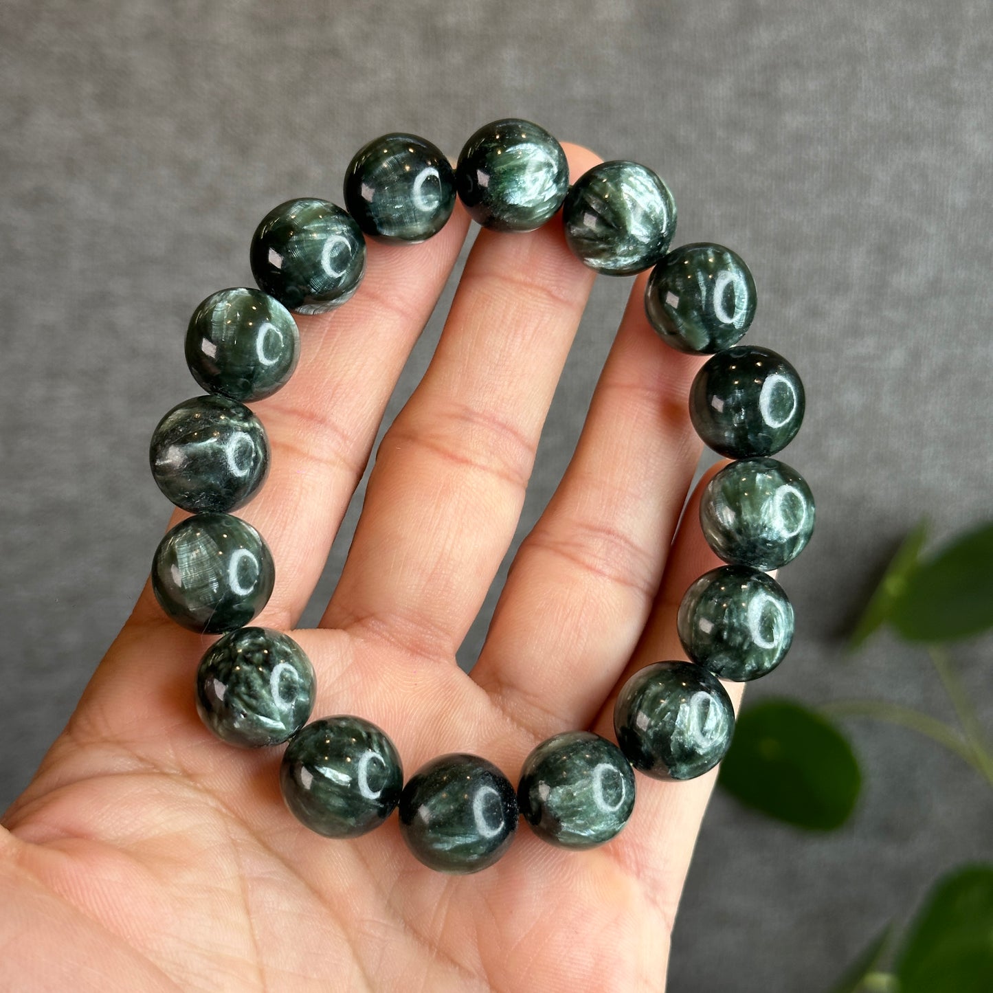 Natural Seraphinite Bracelet Size 14-14.5 mm