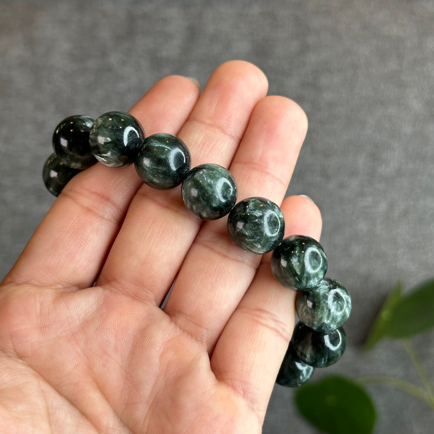 Natural Seraphinite Bracelet Size 14-14.5 mm