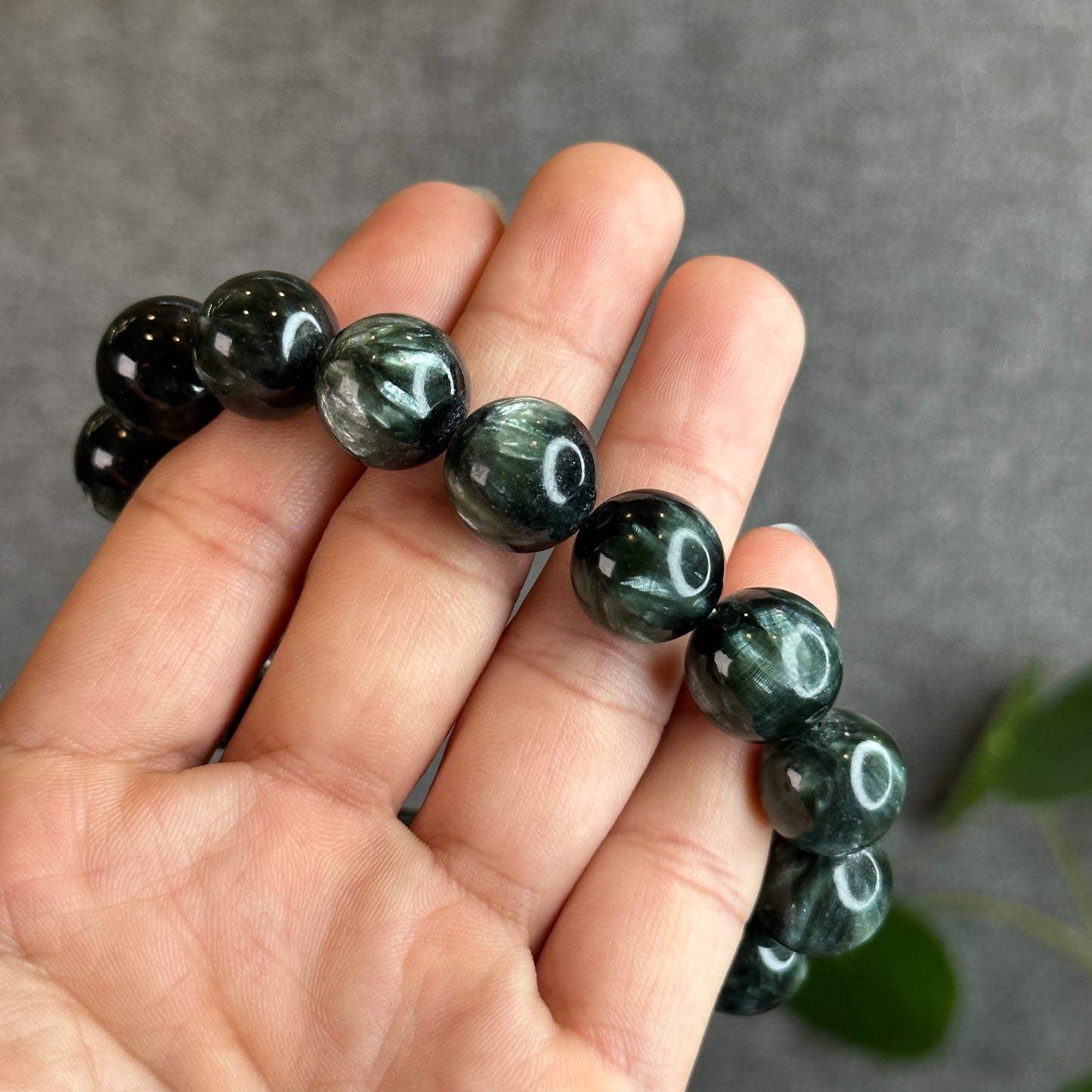 Natural Seraphinite Bracelet Size 14-14.5 mm