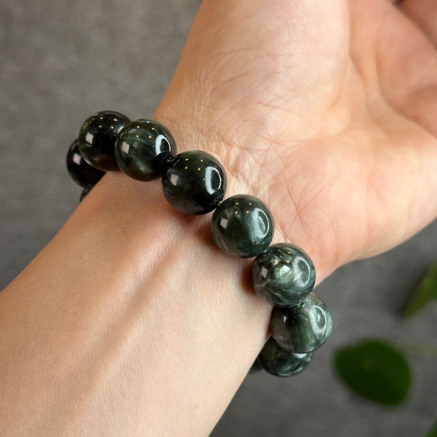 Natural Seraphinite Bracelet Size 14-14.5 mm
