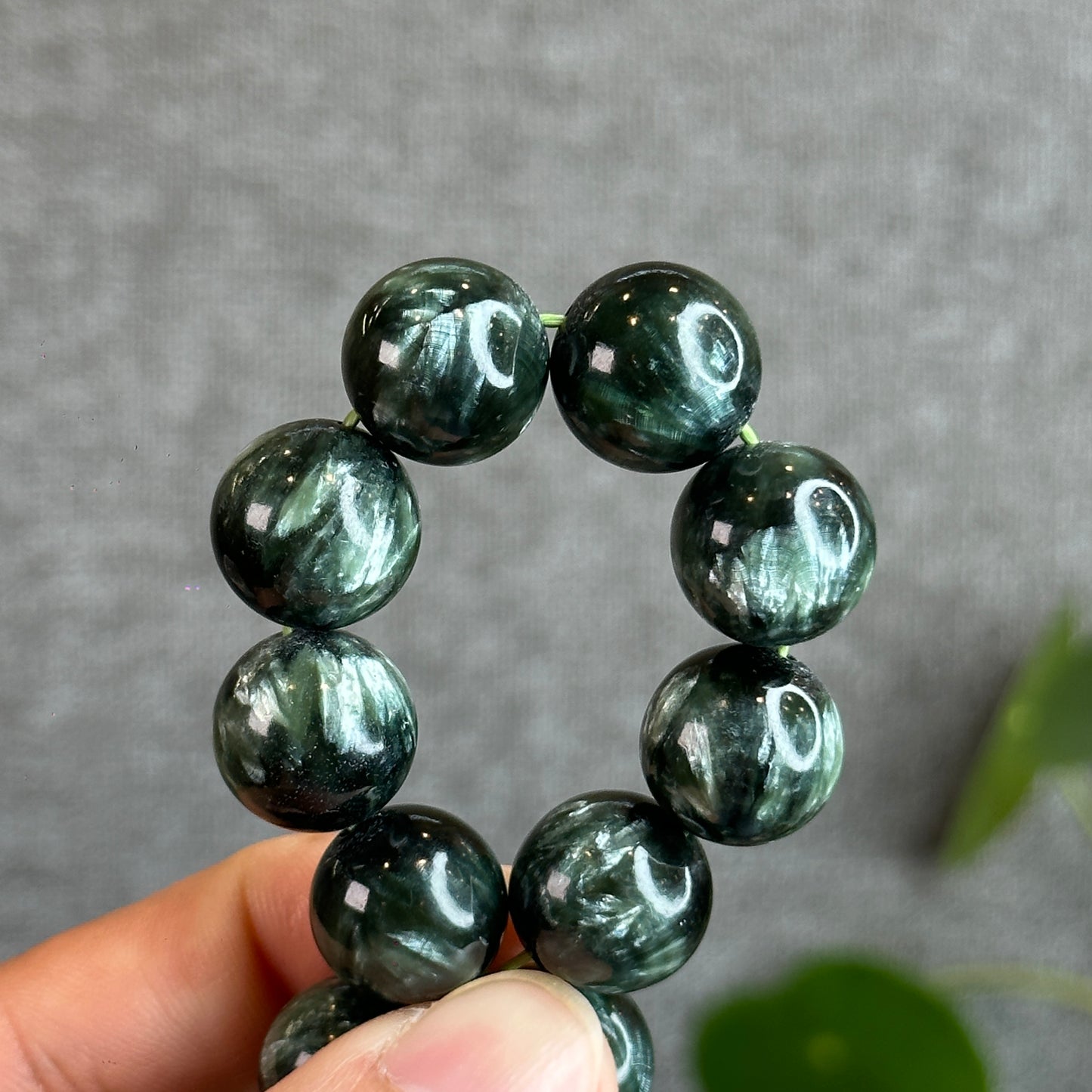 Natural Seraphinite Bracelet Size 14-14.5 mm