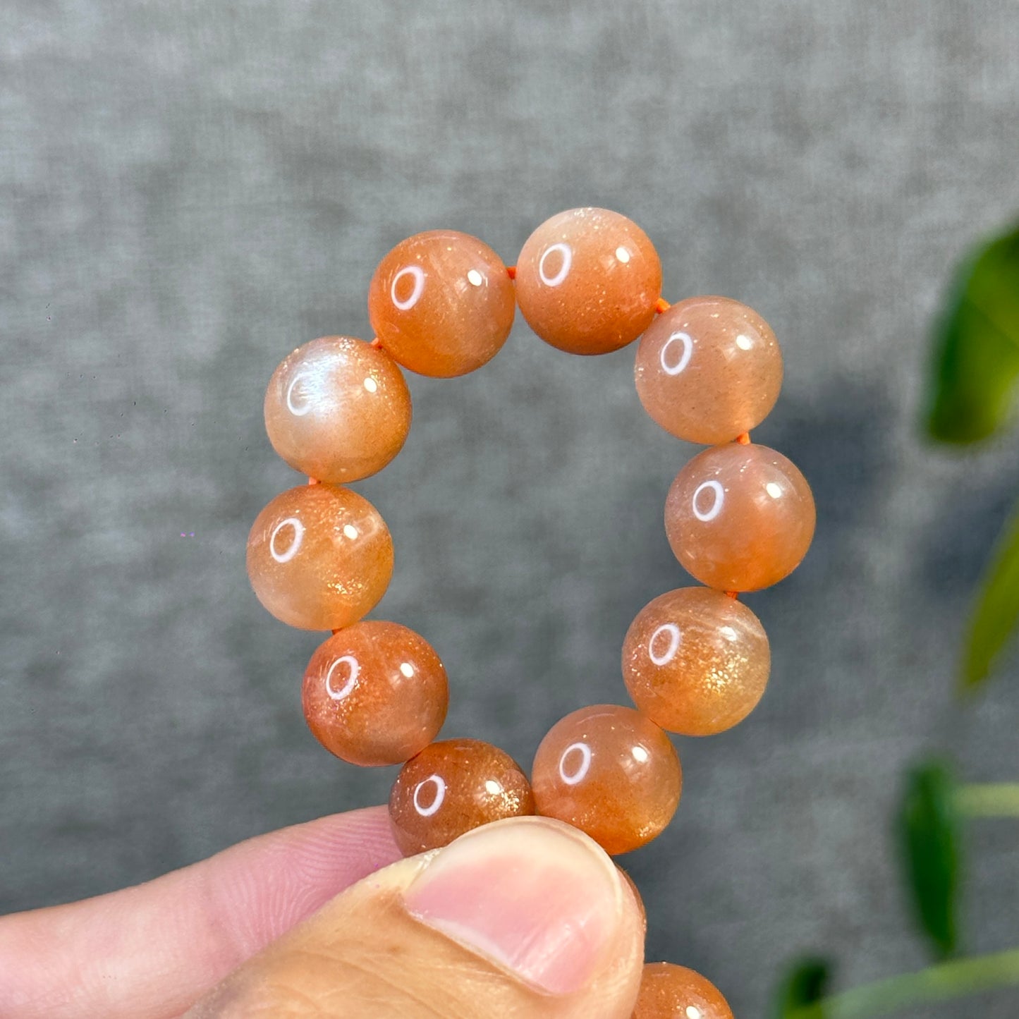 Natural Peach Sunstone Moonstone Bracelet Size 10.3 mm