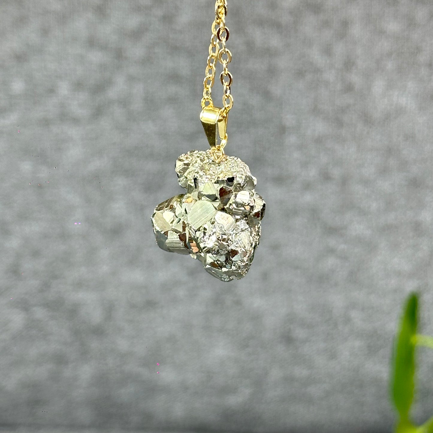 Natural Pyrite Necklace with Chain