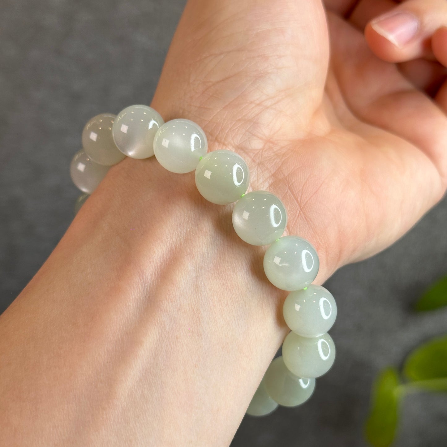 Natural Green Moonstone Bracelet Size 12-12.5 mm