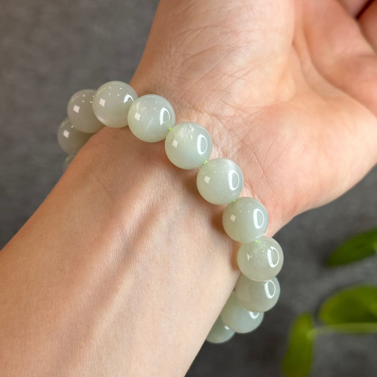Natural Green Moonstone Bracelet Size 12-12.5 mm
