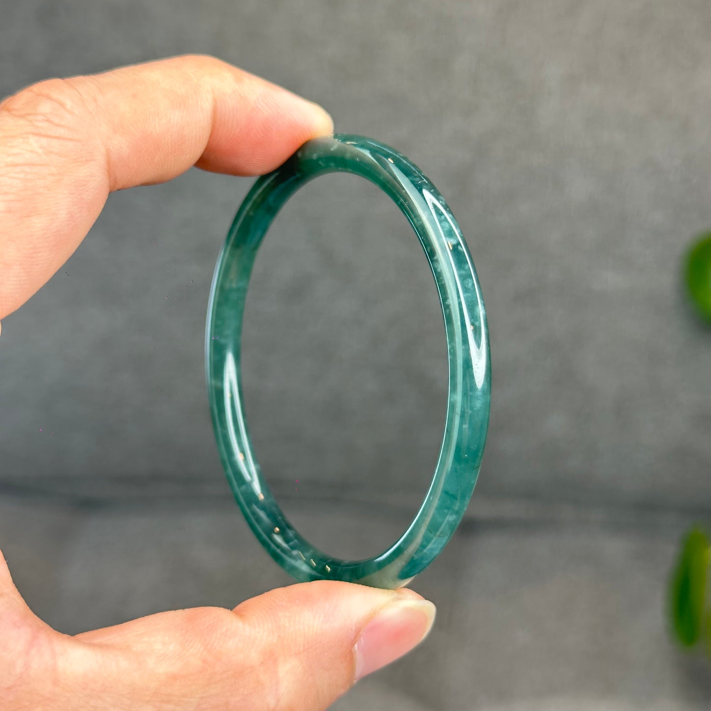 Natural Green Jadeite Jade Type A Bangle Chopstick Style Size 57.7 mm