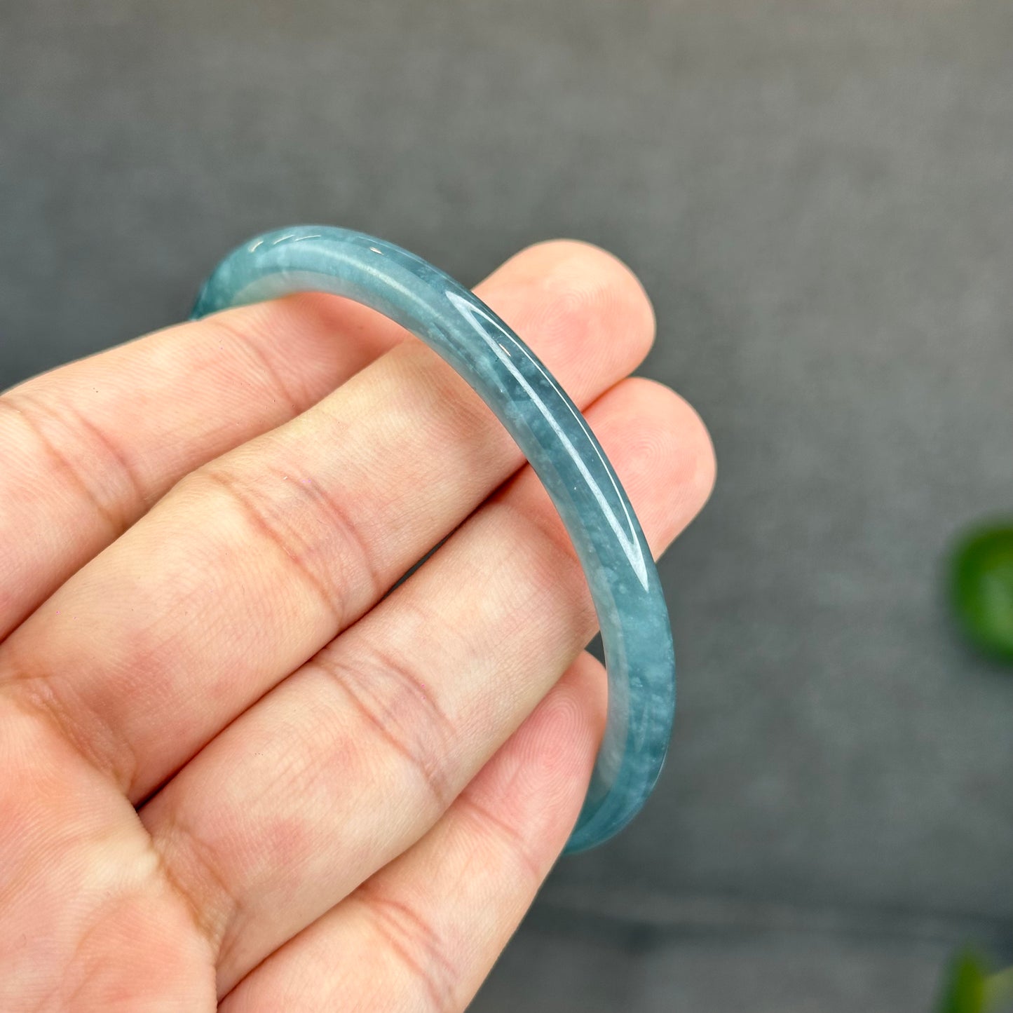 Natural Green Jadeite Jade Type A Bangle Chopstick Style Size 56.3 mm