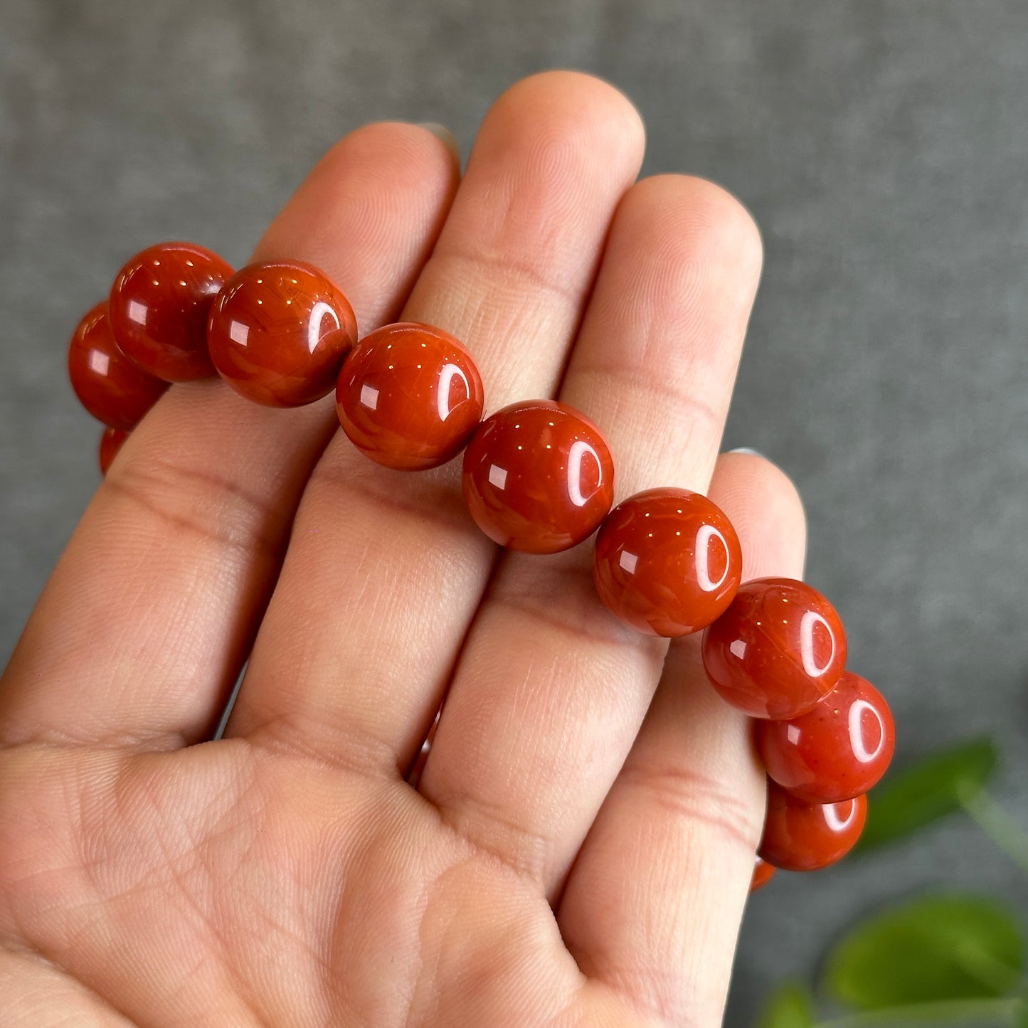 Natural Nan Hong Agate Bracelet Size 13 mm with Gem Review Certificate