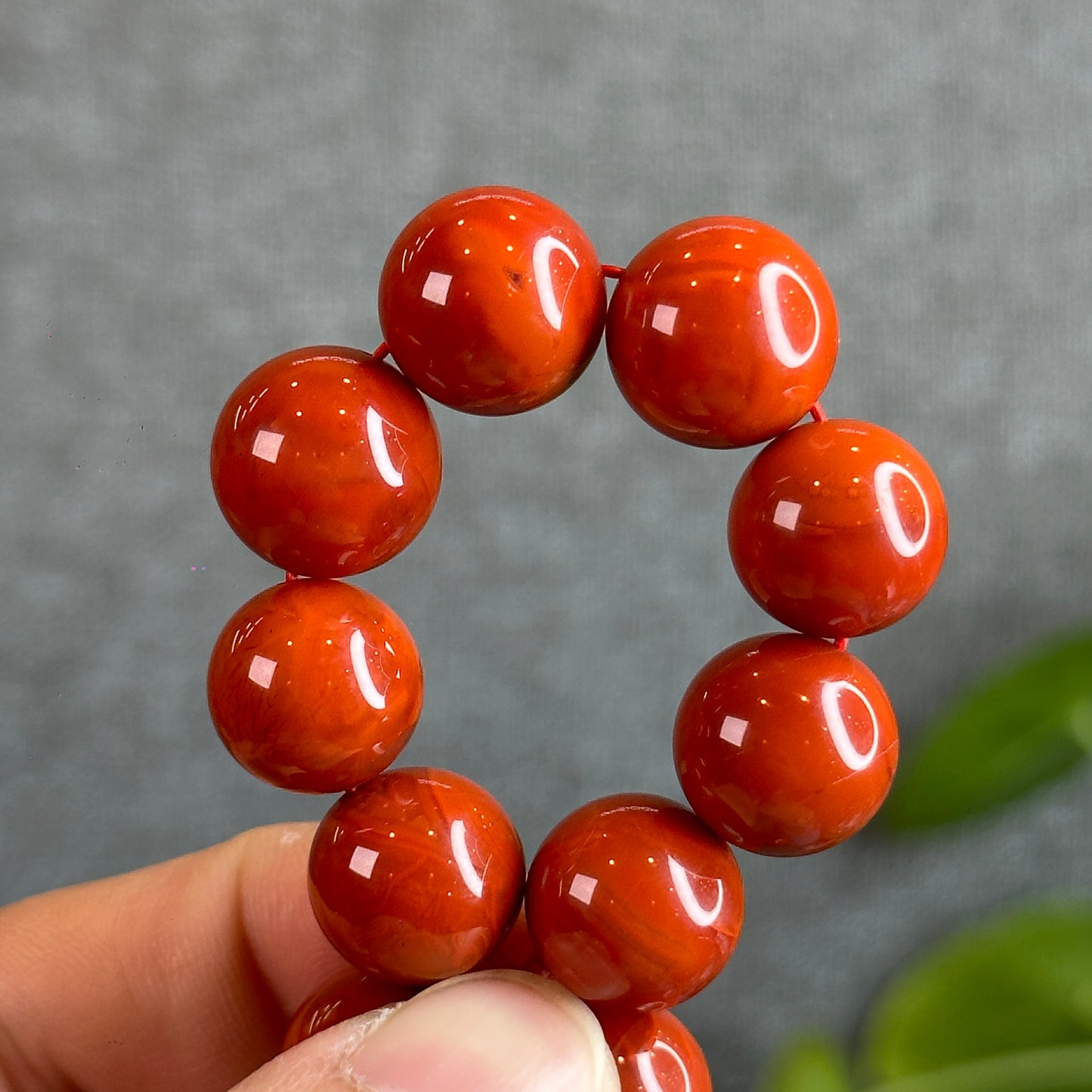 Natural Nan Hong Agate Bracelet Size 13 mm with Gem Review Certificate