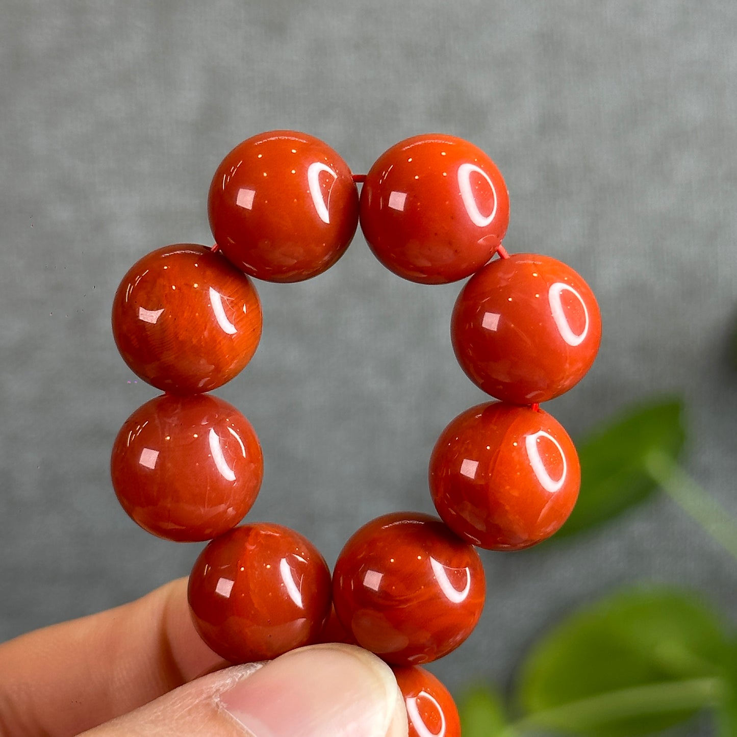 Natural Nan Hong Agate Bracelet Size 13 mm with Gem Review Certificate