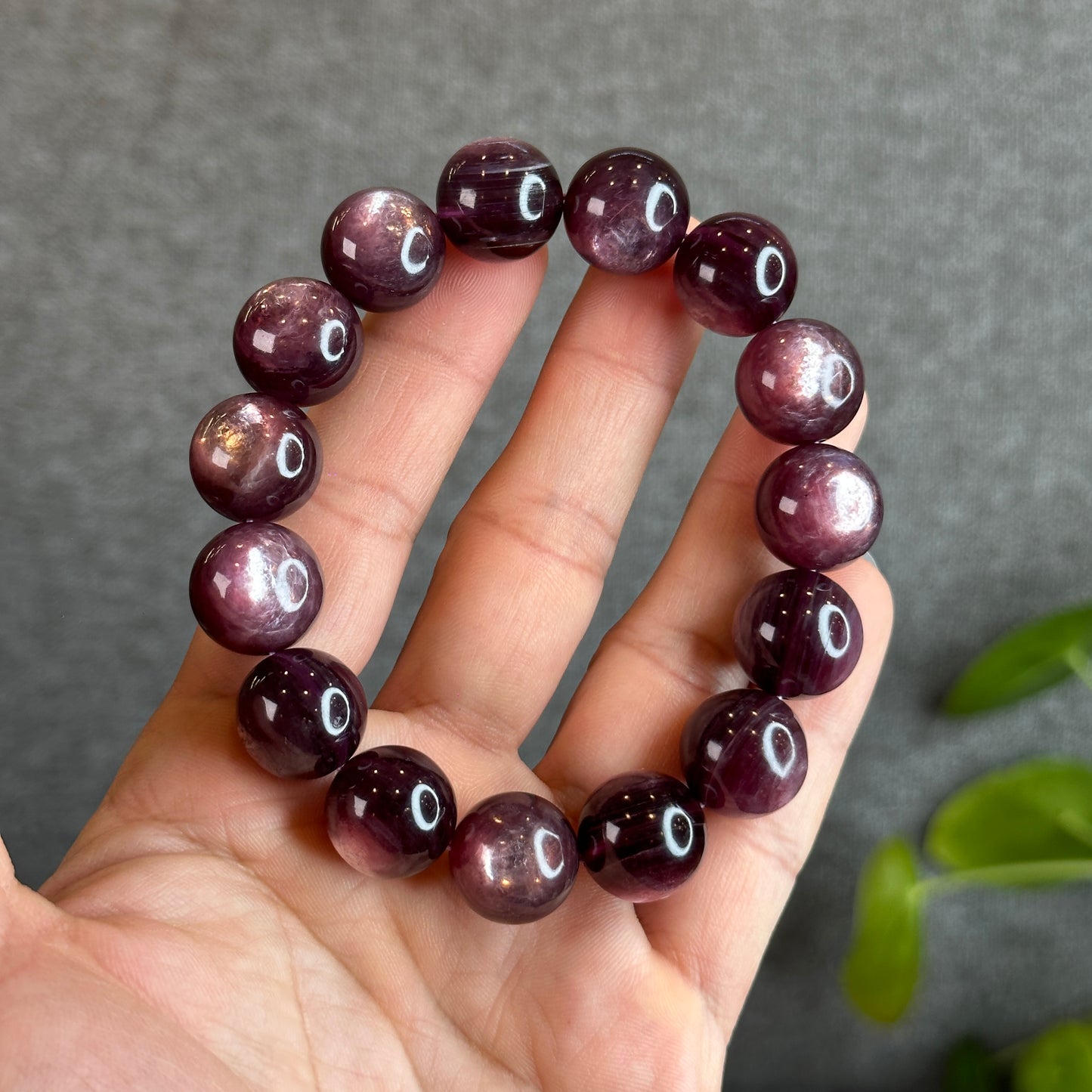 Natural Purple Lepidolite Bracelet Size 15 mm