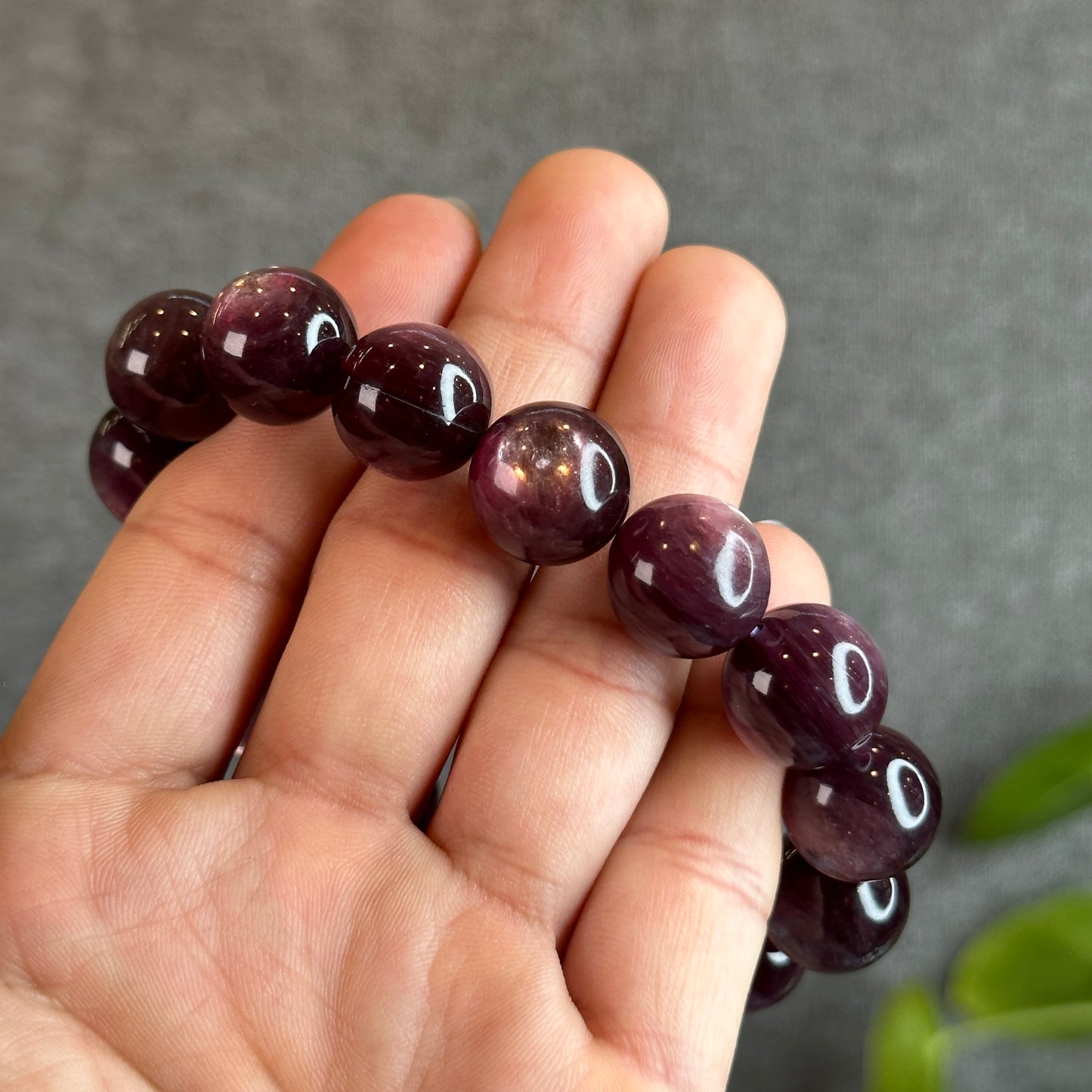 Natural Purple Lepidolite Bracelet Size 15 mm