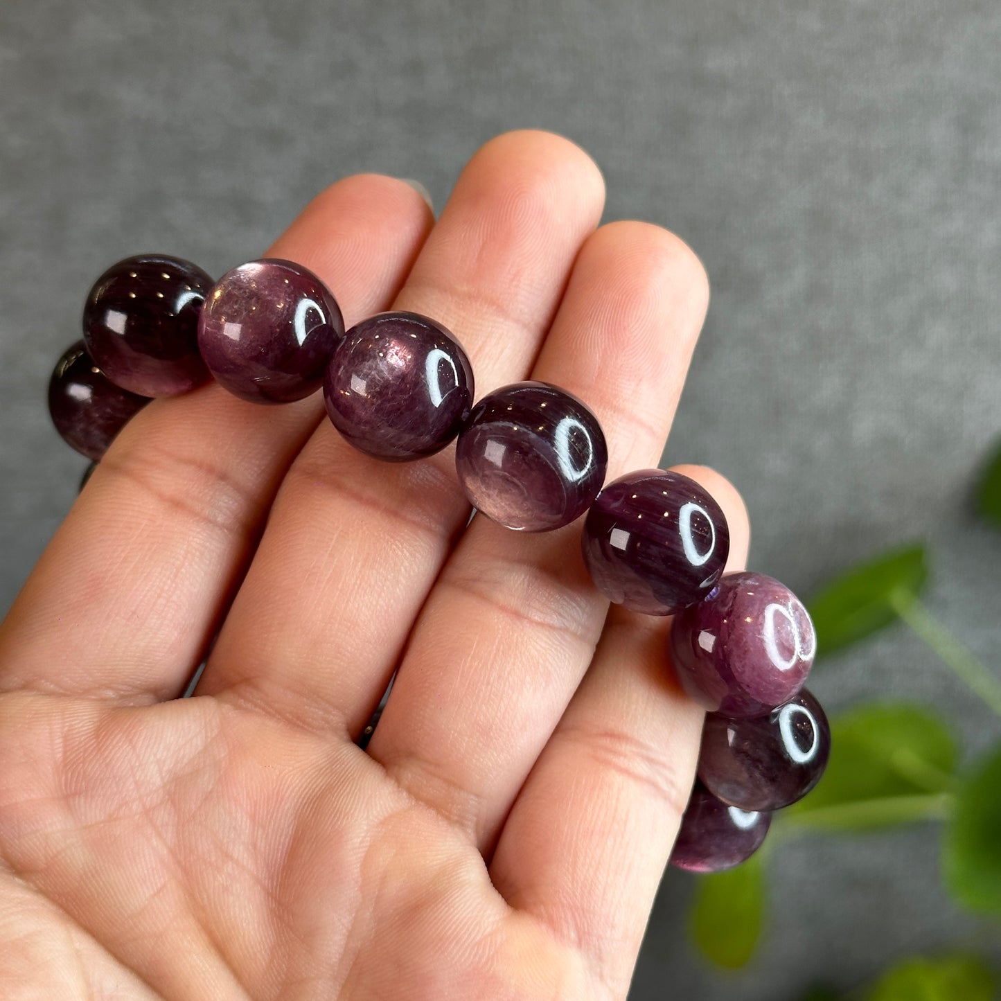 Natural Purple Lepidolite Bracelet Size 15 mm