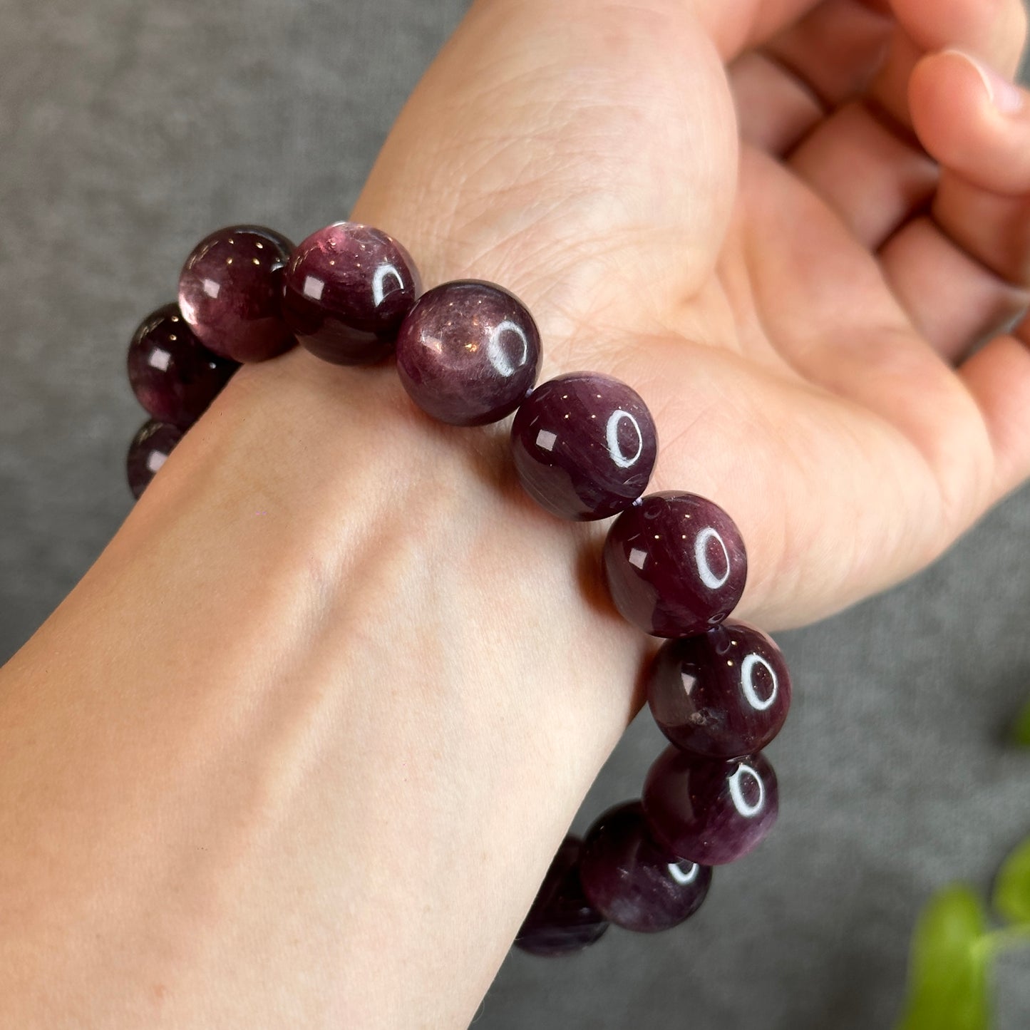 Natural Purple Lepidolite Bracelet Size 15 mm