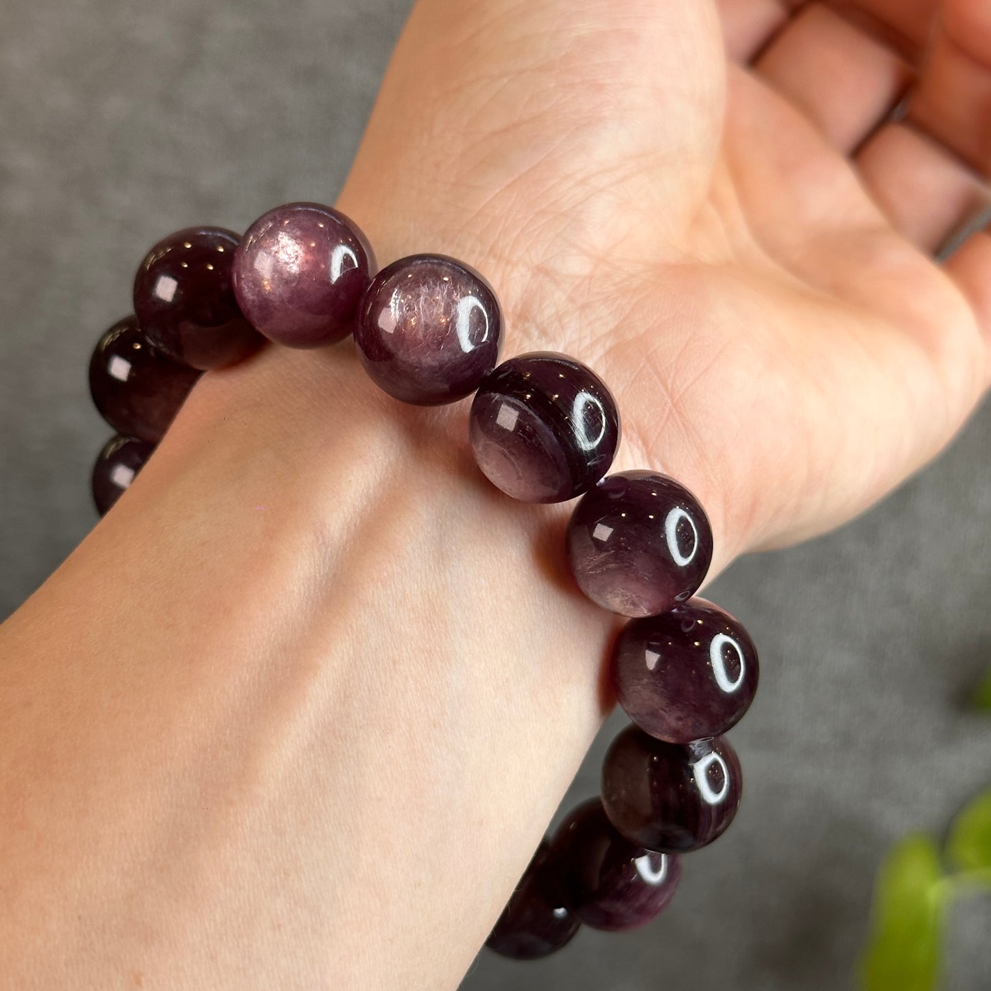 Natural Purple Lepidolite Bracelet Size 15 mm