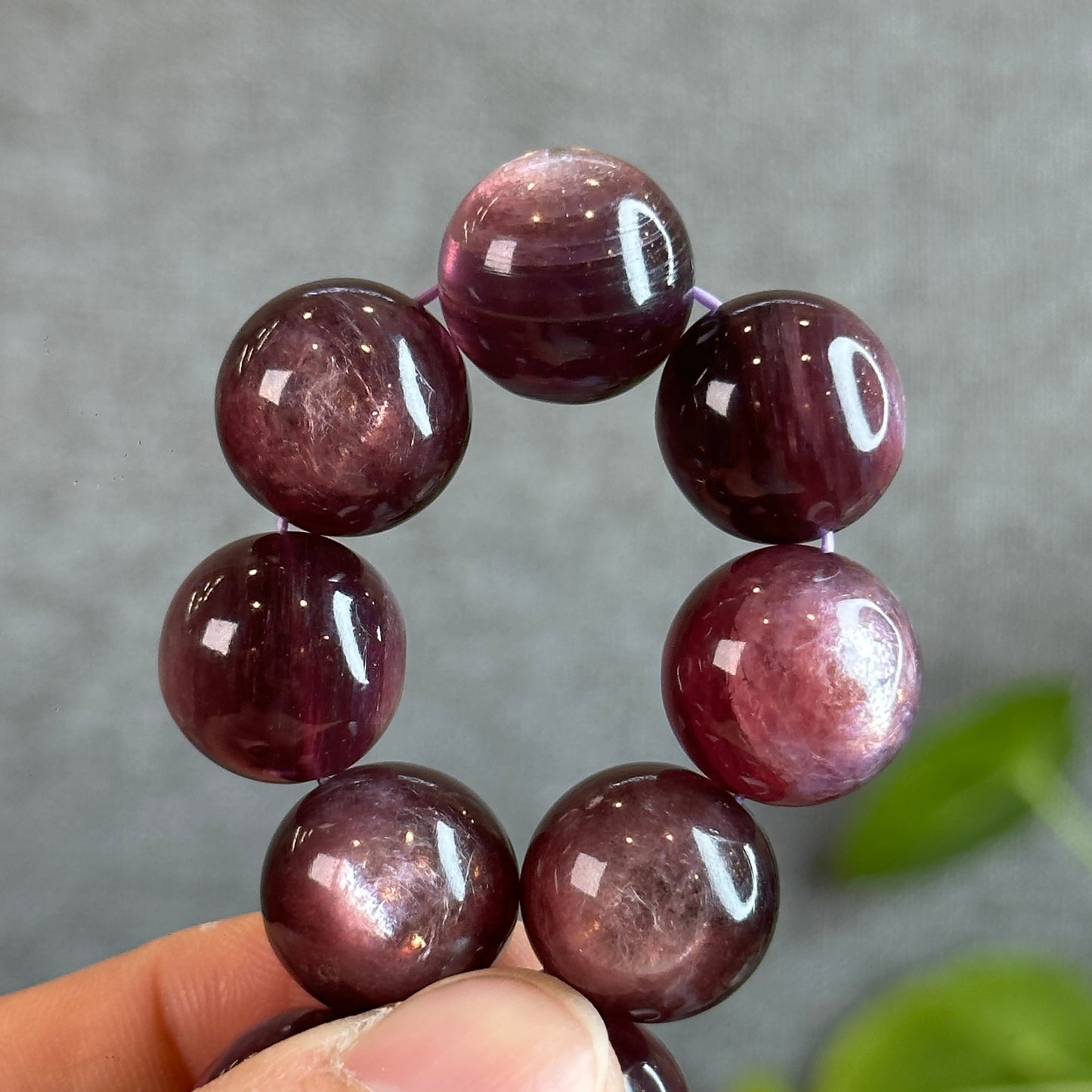 Natural Purple Lepidolite Bracelet Size 15 mm