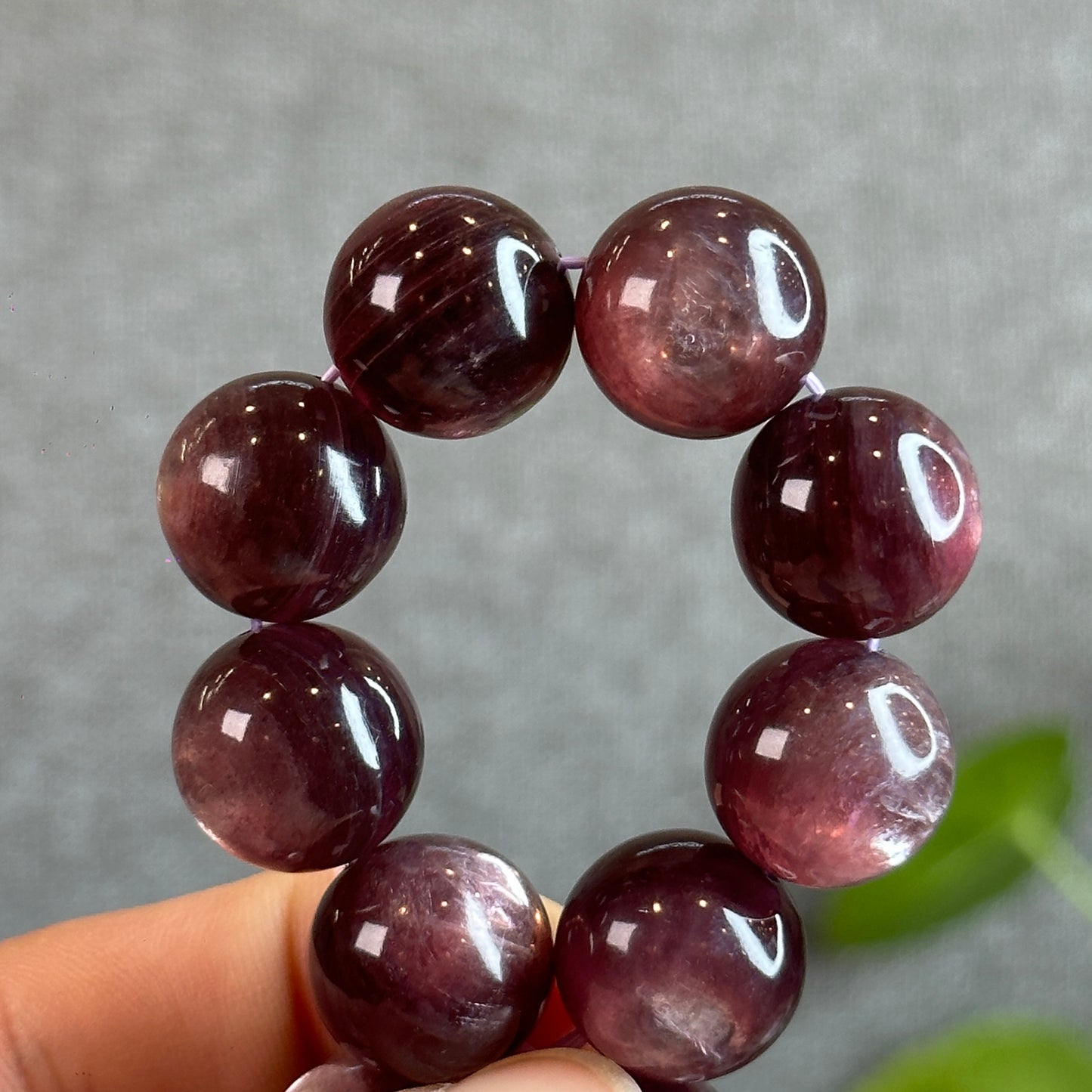 Natural Purple Lepidolite Bracelet Size 15 mm