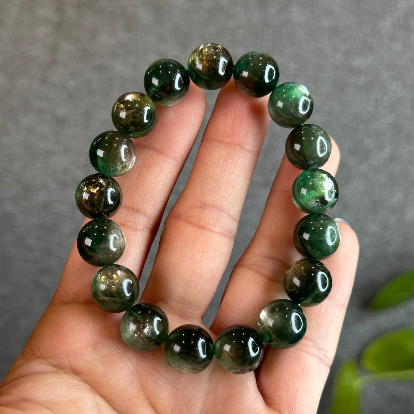 Natural Green Lepidolite Bracelet Size 12.5 mm