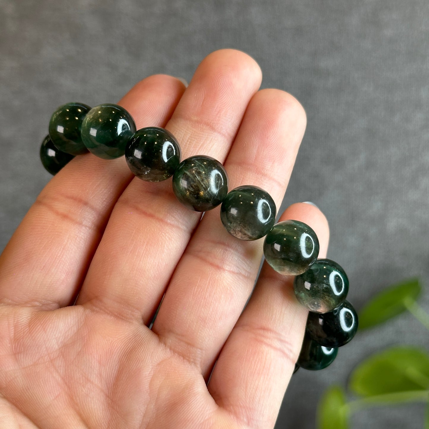 Natural Green Lepidolite Bracelet Size 12.5 mm