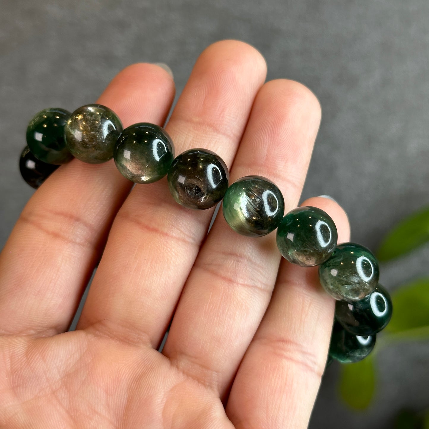 Natural Green Lepidolite Bracelet Size 12.5 mm
