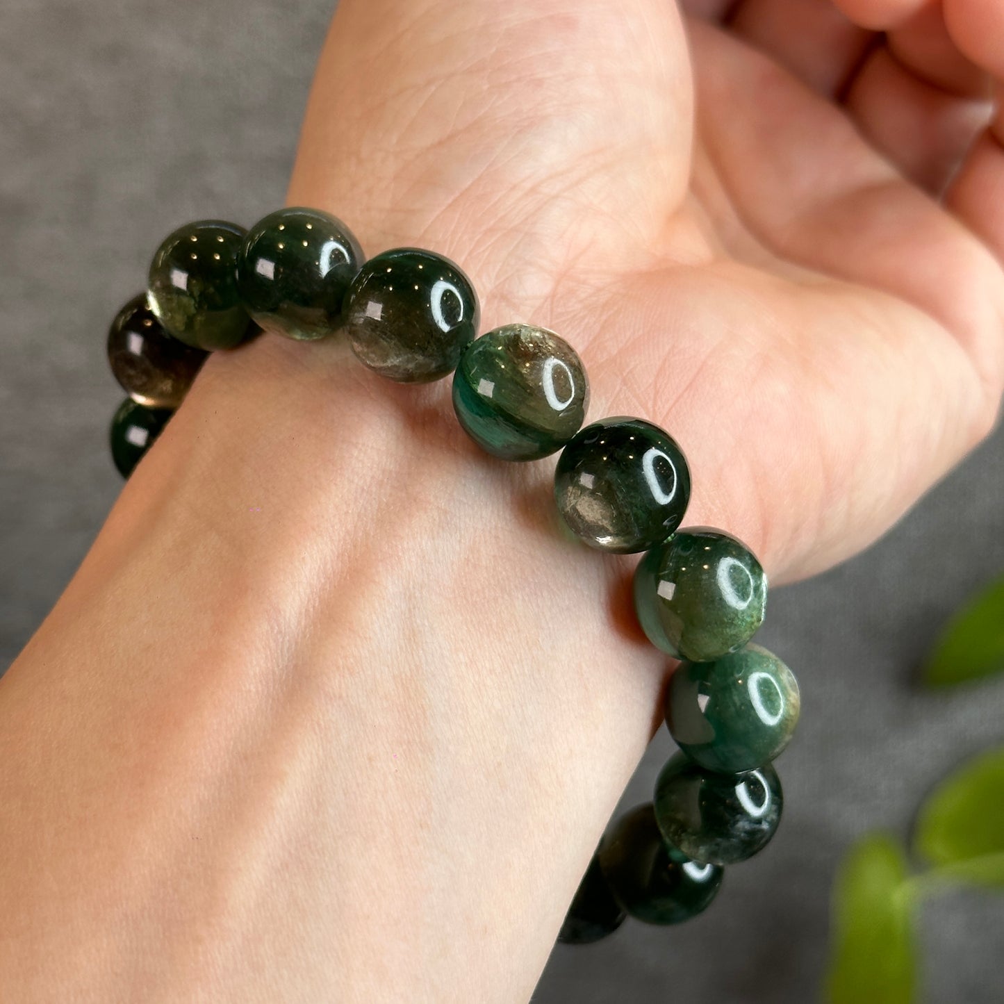 Natural Green Lepidolite Bracelet Size 12.5 mm