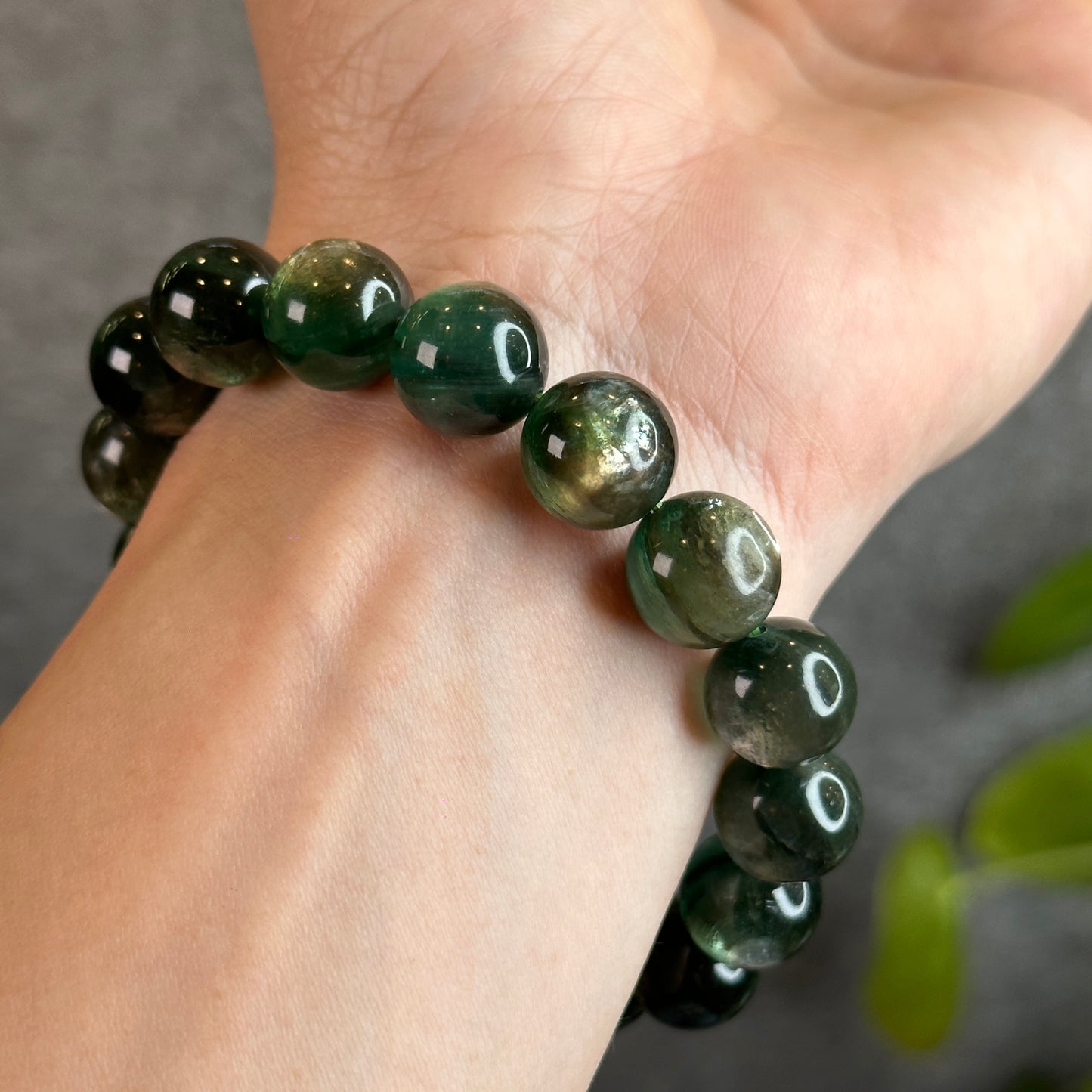 Natural Green Lepidolite Bracelet Size 12.5 mm