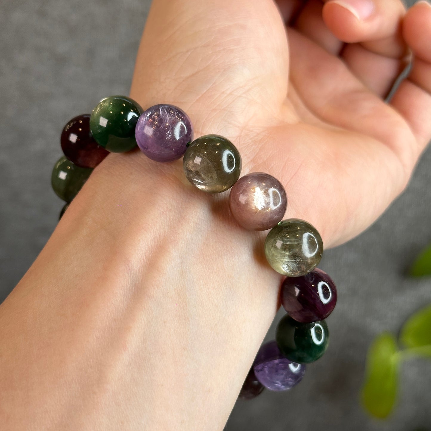 Mix Natural Lepidolite Bracelet Size 13-14 mm