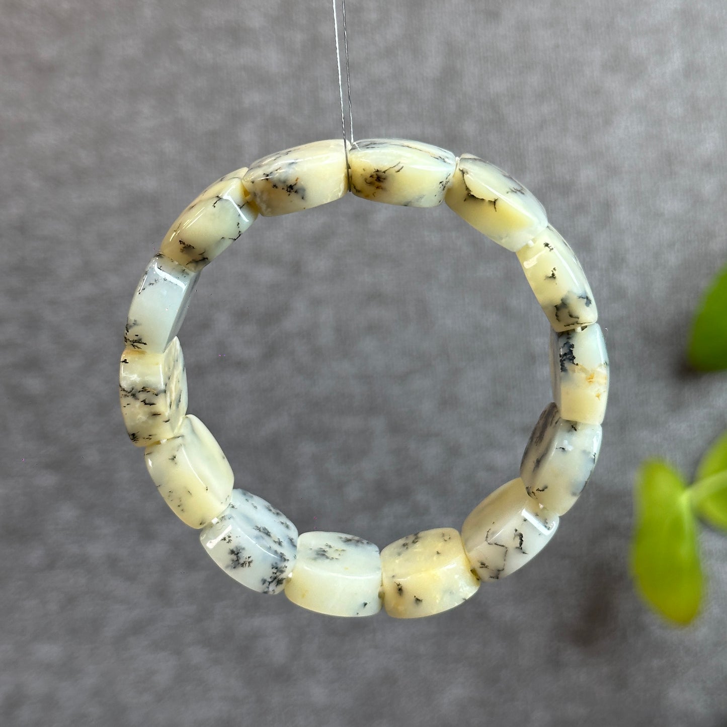 Natural Dendritic Opal Flat Bracelet Size 19 mm