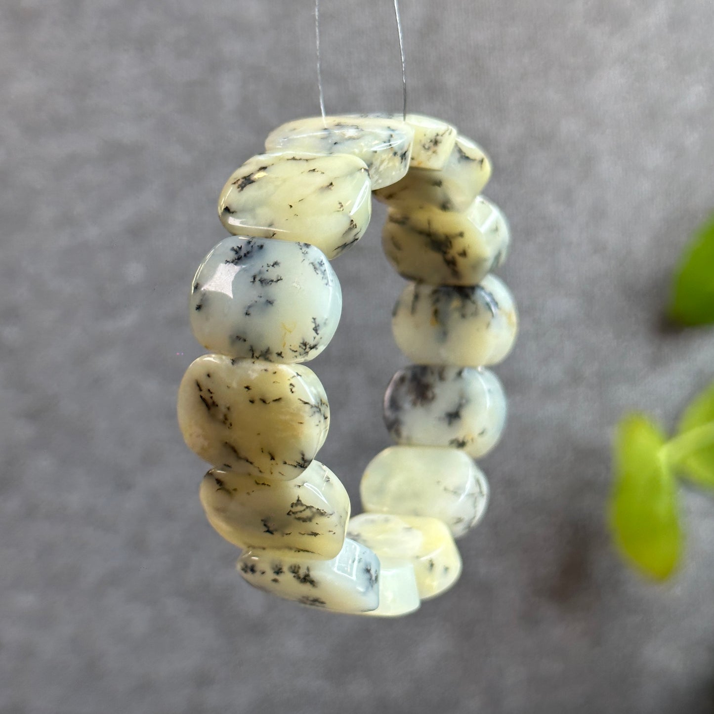 Natural Dendritic Opal Flat Bracelet Size 19 mm