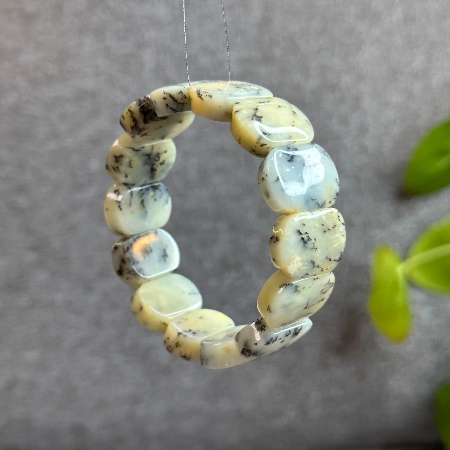 Natural Dendritic Opal Flat Bracelet Size 19 mm