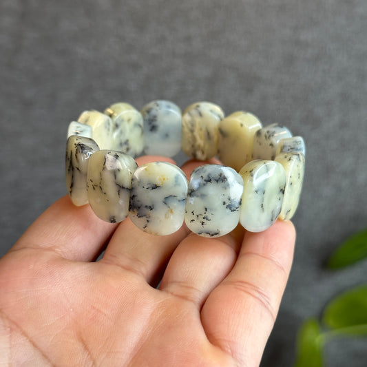 Natural Dendritic Opal Flat Bracelet Size 19 mm