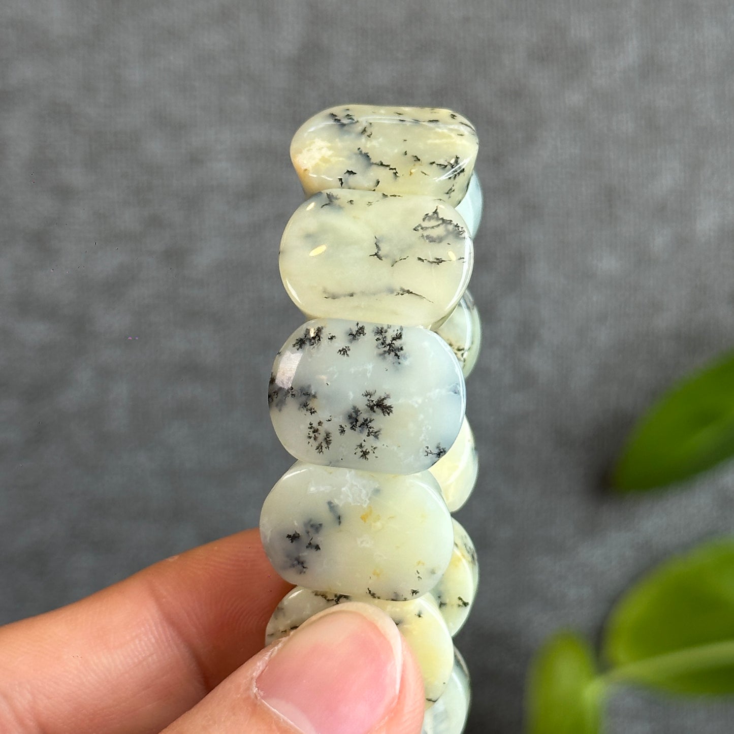 Natural Dendritic Opal Flat Bracelet Size 19 mm