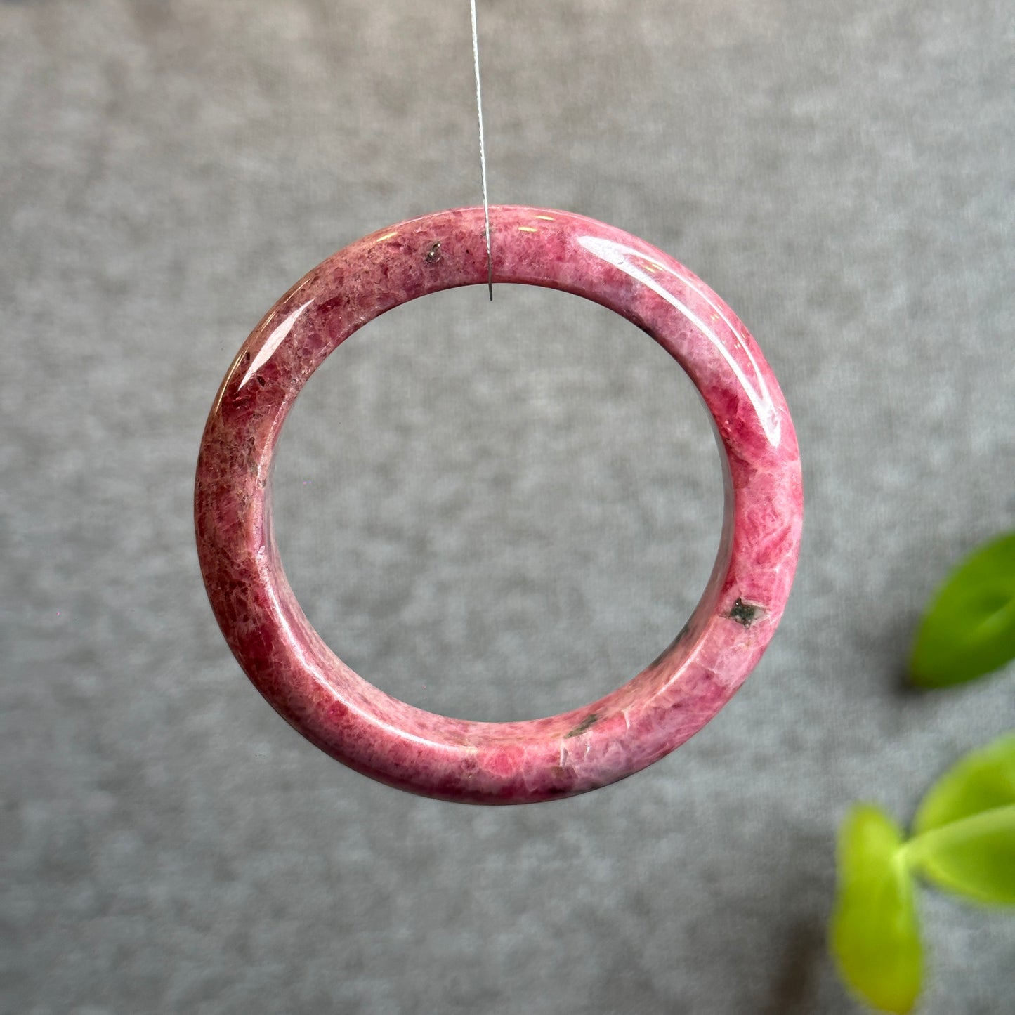 Natural Rhodonite Bangle Leaf Style Size 52.5 mm