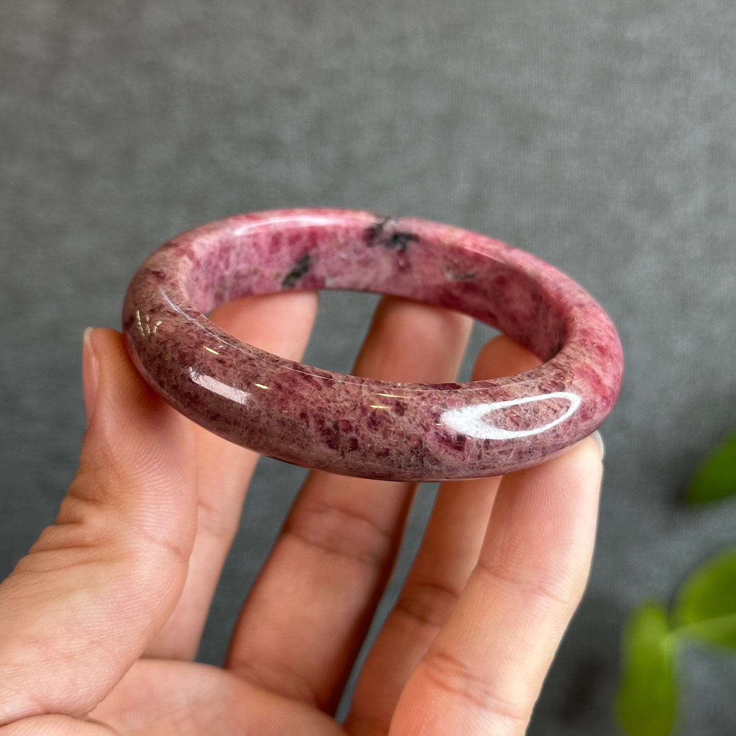 Natural Rhodonite Bangle Leaf Style Size 52.5 mm