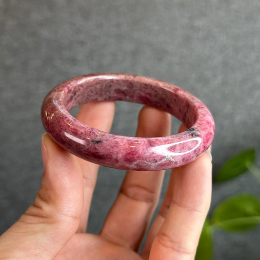 Natural Rhodonite Bangle Leaf Style Size 52.5 mm