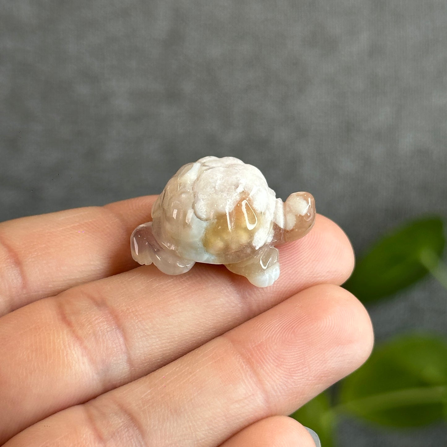 Natural Floral Agate Turtle Carving