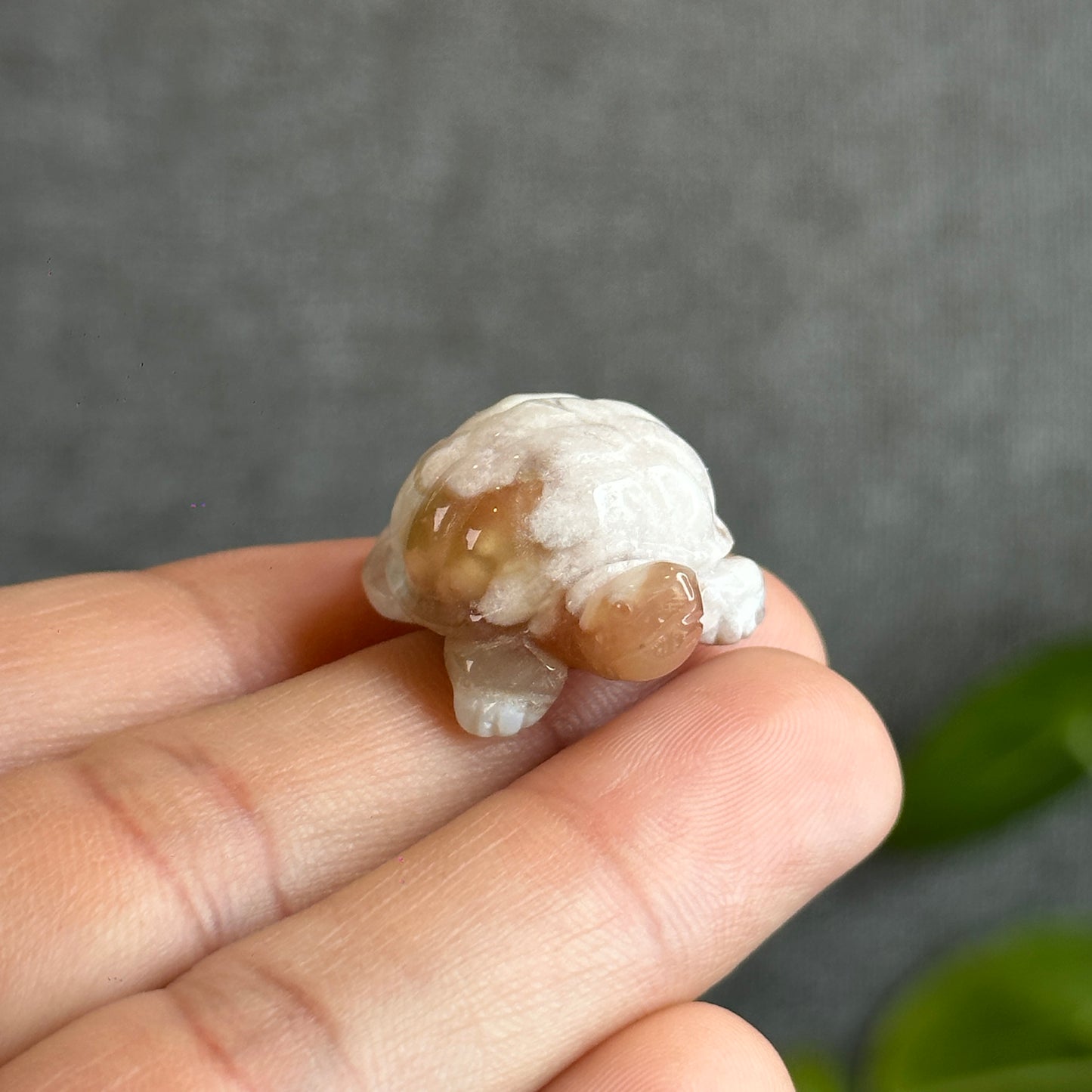 Natural Floral Agate Turtle Carving